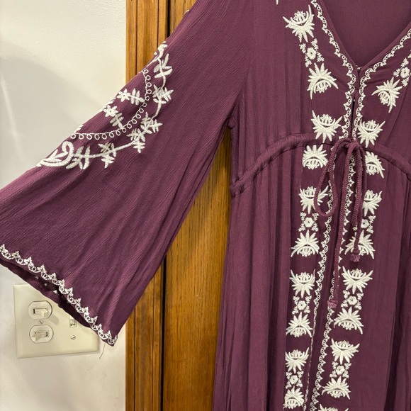 Purple embroidered high-low boho dress, large - Picture 3 of 9